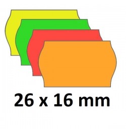 Kainų etiketės 26x16mm įvairių spalvų